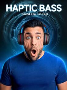 KOFIRE UG-05 2.4GHz/无线游戏耳机，适用于 PC 的无线游戏耳机，振动反馈式包耳式耳机，带防噪麦克风，LED 灯 - 黑色 - 黑色 - 查看 4