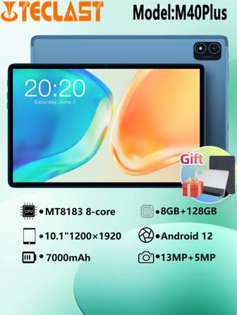  Teclast M40plus 2023 Tablet (mtk8183 8-core 2.0ghz/16gb(8gb+8gb)ram/128gb Rom/10.1 Inch 1920*1200 Ips Screen/wifi 5g/bt 5.0/7000mah/type-c/5mp+13mp Camera/android 12) With Limited Time Free Random Color Leather Case