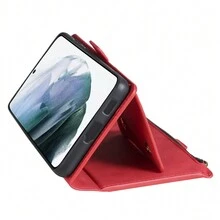經典背蓋插入式Kara鏈支架套，適用於三星Galaxy S22 S22 Ultra S23 Plus S24，防塵、防水、防震和防指紋皮革手機套，適用於三星Galaxy S22 Ultra S23 Plus S24Plus S24Ultra - 紅色 - 查看 9