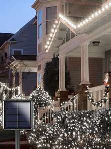 1 件 Led 燈 5 M、7 M、12 M、20/50/100 Led 8 模式太陽能 Falry Ight 戶外防水 Mutcolr/暖白色/白色節日派對裝飾、花園和庭院裝飾 - 黑色 - 查看 9