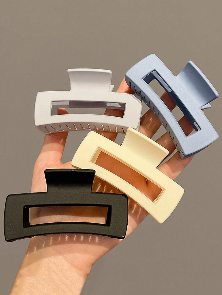 1pc4pcs Women's Square Shaped Lightweight Plastic Hair Claw For Daily