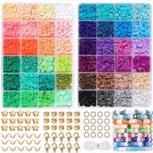 4800 件 48 色聚合物粘土珠套装，扁平和圆形隔珠，适用于 DIY 耳环和手镯制作，珠宝制作全套完美礼品套装 - 彩色 - 查看 1