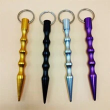 街頭1入組多色金屬鑰匙扣棒，創意防身工具不伸縮式，適用於女性、學生和夜晚外出，男女皆宜使用於防身上 - 彩色 - 查看 3
