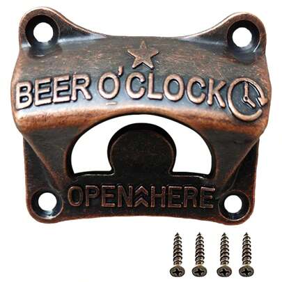 1/2/5/10pcs Embossed "Beer O' Clcok" Cat Shape Bottle Opener Wall Mounted Retro BBQ DIY Solid Beer Opener Tools, Bar Decorative Beer Opener, Kitchen Gadgets, Bar Decoration Opener, For Outdoor, Camping, Gift For Father
