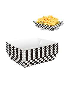 12 piezas Cajas de papel a cuadros negras y blancas para comida tipo carreras, bandejas para aperitivos, suministros de fiesta de cumpleaños, sostenedores de comida para palomitas de maíz, nachos, aperitivos, útiles escolares, bolsas de comida, cajas de comida aptas para dulces, chocolate, galletas, etc. - Blanco y Negro - Ver 6
