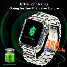LIGE Smart Watch 1.91'' Inch 380mah/Blood Oxygen Measurement/Heart Rate/Blood Pressure/Pedometer/Calories/Sleep Monitoring/Alarm Reminder/Stopwatch/Multi-Sport Mode/Wireless Call/Text Message Push/Message Reminder/Dial Selection - Silver - View 2