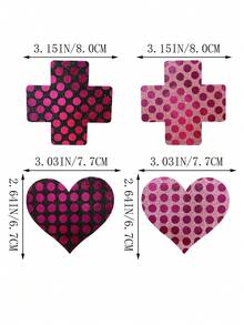 4對女性一次性心形波點乳貼,隱形上揚胸貼 - 玫紅色 - 查看 2