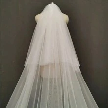 1 Pc Women 2 Tier  Length  Lace Wedding Bridal Veil With Metal Comb For Wedding Party Ivory