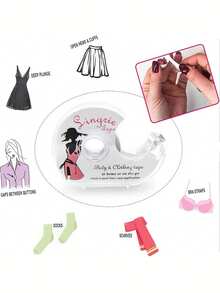 1pc Double Sided Garment Tape With Dispenser For Women Girls Transparent Body Tape For Garment Fabric Dresses And Bras - Red - View 5