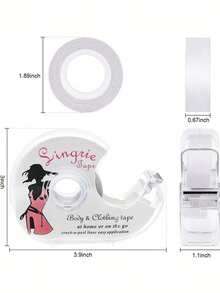 1pc Double Sided Garment Tape With Dispenser For Women Girls Transparent Body Tape For Garment Fabric Dresses And Bras - Red - View 8