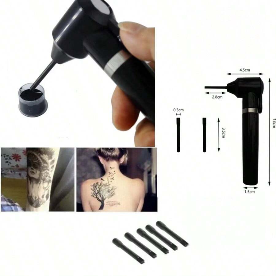 1入組多色電動紋身染料攪拌器,附有5根攪拌棒的混合紋身機配件和紋身產品套裝 - 黑色 - 查看 1