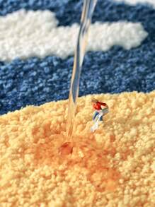 帶卡通宇宙主題設計的絨狀聚酯四季地墊,防滑tpr底部,吸水性好,柔軟舒適,適用於浴室、淋浴間和浴缸-1入組 - 彩色 - 查看 3