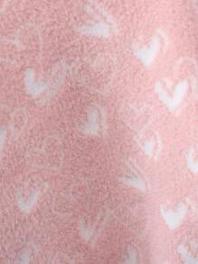 Tween Girl's Heart Pattern Sweater - Baby Pink - View 3