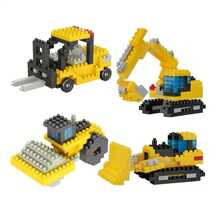 1 件迷你颗粒工程车积木玩具装饰，创意挖掘机、叉车、推土机和压路机积木，适合室内展示，圣诞礼物房间装饰 - 彩色 - 查看 1