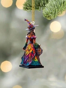 1入組流行和可愛的亞克力平面汽車掛飾,聖誕樹掛飾,家居裝飾,鑰匙扣,節日禮物 - 彩色 - 查看 2