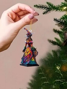 1入組流行和可愛的亞克力平面汽車掛飾,聖誕樹掛飾,家居裝飾,鑰匙扣,節日禮物 - 彩色 - 查看 6