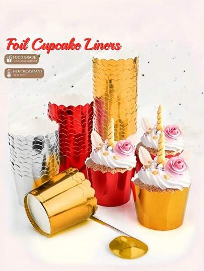 カップケーキカップ ホットスタンプ 20個入りセット クリスマス＆バレンタイン用 高温に強いミニケーキ型・カップケーキ型 1セット デザートコンテナー 結婚式や誕生日パーティーに最適！