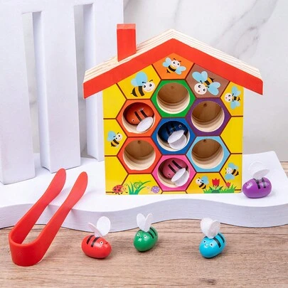 Montessori Biene Spannspiel Frühe Bildung Kinder Lernspielzeug Farbkognition Bienenhaus Spielzeug