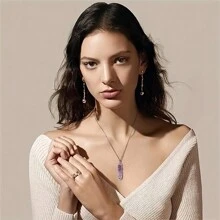 1 件治癒水晶生命之樹吊墜項鍊,金屬絲包裹,配有天然六角形石英石和銀色鏈條項鍊。男女通用情侶禮物有 8 種顏色可供選擇。 - 大六角柱項鍊繞樹 - 查看 4