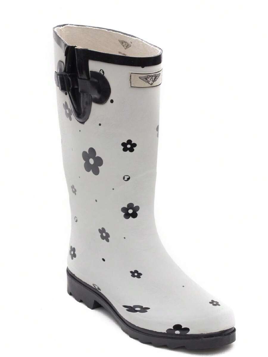Women Forever Young Ladies Tall 3D Printed Mat Rubber Rain Boot, SHEIN USA