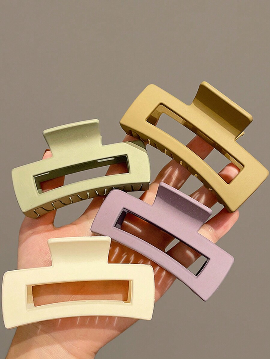 1pc4pcs Women's Square Shaped Lightweight Plastic Hair Claw For Daily
