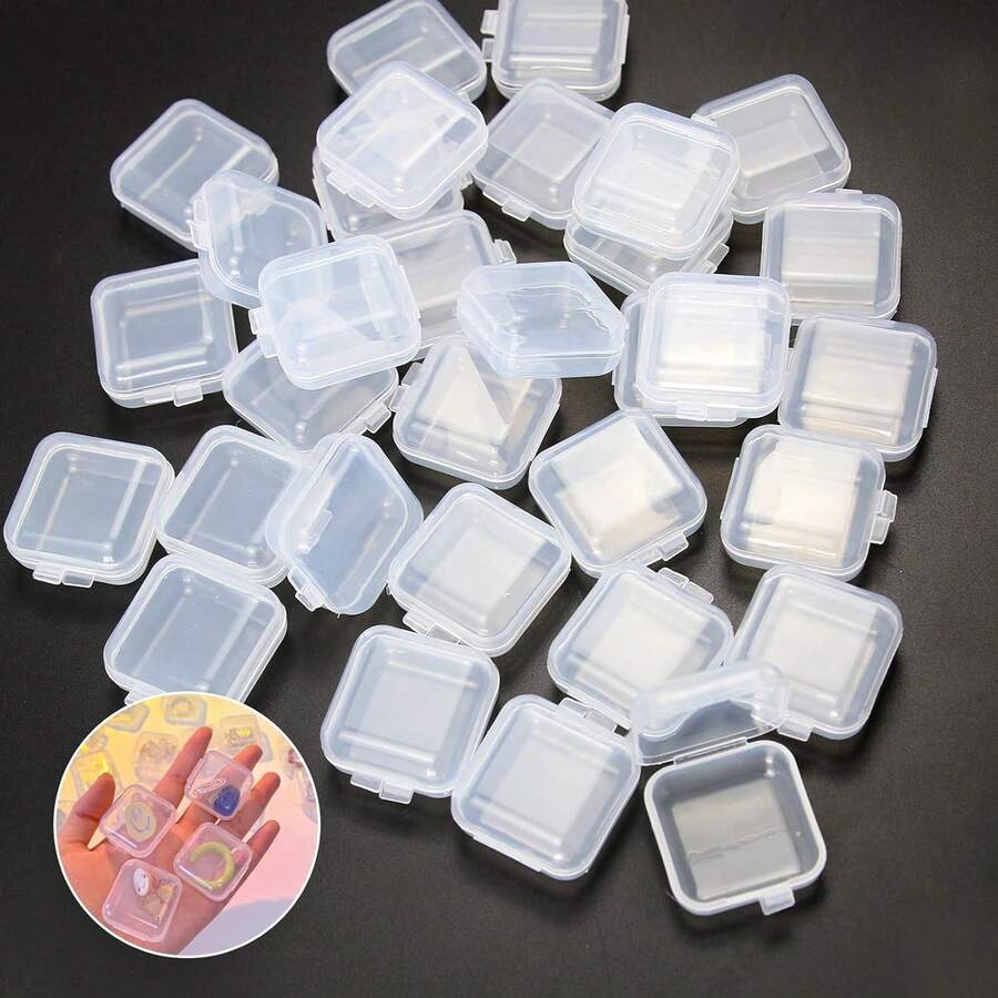 Cenbee 48 Pcs Clear Small Plastic Storage Containers Anti Oxidation Transparent Jewelry Holder For Item Craft, Beads, Pills, Ear Studs, Necklaces,Rings, Case (1.37 X 1.37 0.7 Inches) - Clear - View 1