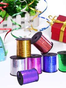 500碼紅色捲曲褶皺緞帶,氣球線閃亮金屬卷轉,適用於禮品包裝緞帶,生日派對節日藝術工藝裝飾,花藝花卉裝飾 - 紅色 - 查看 6