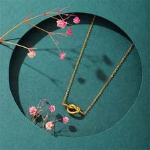 1pc Vintage Golden Plated Stainless Steel Heart Shaped Knot Pendant Collarbone Necklace With Long Lasting Color Retention - Gold - View 5