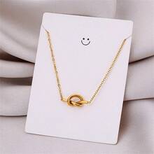 1pc Vintage Golden Plated Stainless Steel Heart Shaped Knot Pendant Collarbone Necklace With Long Lasting Color Retention - Gold - View 4