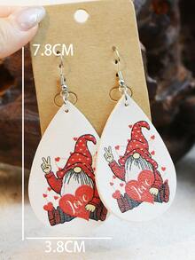 1 對情人節 Gretel 閃閃發光亮片耳環可愛愛人節快樂雙面印花女式耳環 - 皮革耳環 - 查看 11