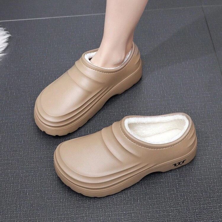 TOLLN Women's Winter Thickened Warm Shoes Lined With Plush, Anti-Slip, Water-Resistant And Oil-Resistant - Khaki - View 2