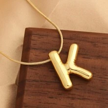 1 件簡單銅製泡泡氣球和字母吊墜項鍊男女款,不鏽鋼球鍊頸鍊首飾 - A - 查看 14