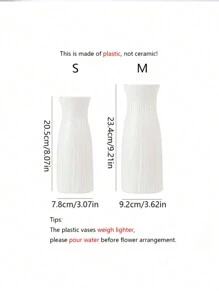 1pc Living Room Plastic Vase, Durable Flower Pot, For Dried And Fresh Flowers, Bedroom, Wedding, Home Table Decoration Gifts Birthday Graduation Home Decor Room Decor Flower Vase Glass Vase - White - View 6