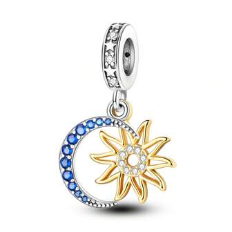 925 Sterling Silver Sparkling Sun Moon Charms Pendant Fit Original DIY Bracelet Necklace Beads Women Birthday Fine Jewelry Gift