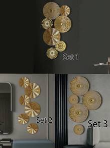 圆形金属壁挂装饰，简约金色圆形铁质挂饰，适用于家居室内装饰、卧室客厅装饰、家居装饰、房间装饰、墙面装饰 - 金色 - 查看 4