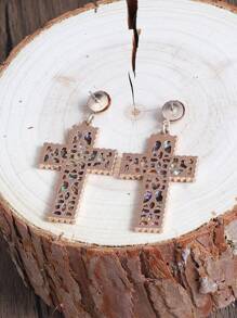 1對歐美風格木質十字形個性化時尚耳環 - 十字 - 查看 5