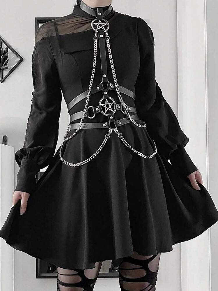 Cintura Gotica In Pelle Con Catene MUNSKT - Accessorio Punk Per Donna E Ragazza - 5