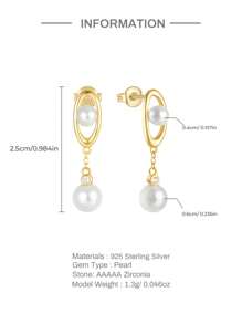 1對女性簡約時尚的細水滴耳環,925純銀18k金鍍古董極簡主義,適用於感恩節訂婚的致我愛人 - 銀色 - 查看 7