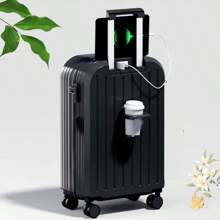 Fresh Style Lightweight Multifunctional Travel Luggage With Plain For Students, Silent Universal Wheels And Password Lock, Suitcase - Black - View 1