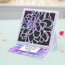 1入方形中空牡丹背景,碳鋼金屬浮雕紙張切割模具,新鮮風格,diy相簿裝飾壓花工具 - 銀色 - 查看 4