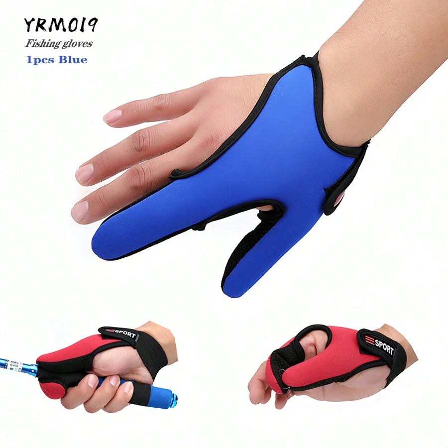 釣魚手套2個手指保護器透氣防滑防割釣魚手套鯉魚戶外釣魚用具配件用品 - 藍色 - 查看 1