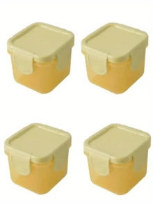 4入迷你食品儲存容器,密封防漏蓋,醬料容器,小零食盒,迷你冷凍儲存容器密封容器,塑料攜帶式容器,辦公室午餐盒,野餐,可放微波爐加熱,60毫升 - 黃色 - 查看 3
