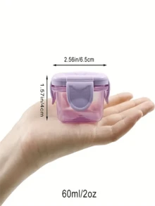 4入迷你食品儲存容器,密封防漏蓋,醬料容器,小零食盒,迷你冷凍儲存容器密封容器,塑料攜帶式容器,辦公室午餐盒,野餐,可放微波爐加熱,60毫升 - 黃色 - 查看 8