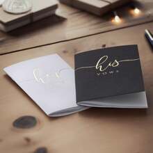 2PCS Wedding Vow Books, Vow Books His And Hers With Gold Foil Lettering, 28 Pages With Plenty Of Space To Write Your Vows, Perfect Wedding Essentials For Your Wedding Day - Đen trắng với lá vàng - Xem 5