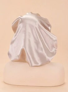 1pc Satin Sleeping Hair Bonnet With Tie Band Silk Bonnet Satin Bonnet - Khaki - View 3