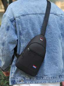 Large Capacity Men's Backpack Fashion Simple About Color Contrast Casual Crossbody Bag Business Shoulder Practical Chest Bag - Black - View 8