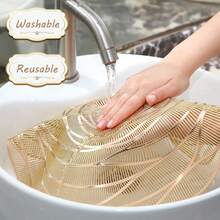 1 件雙層紋理玫瑰花朵圖案防水防油餐墊套裝防滑耐熱餐桌墊,適合餐廳、飯店、廚房餐桌裝飾 - 金色 - 查看 3