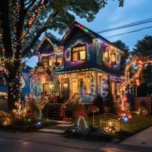 1pc 105ft Solar Powered LED Outdoor Decorative Lights, 8 Lighting Modes, Waterproof For Christmas, Holiday, Camping, Garden, Patio, Outdoor Wedding & Party Decor