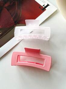 1 件-4 件女士哑光粉色基本简约风格纯色大号塑料发爪夹，时尚百搭发饰，适合日常佩戴、外出、洗脸、沐浴、化妆、搭配衣服和配饰等。休闲、学校发夹 - 彩色 - 查看 7