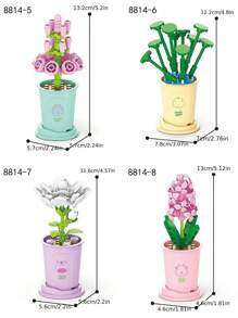 盆栽积木花束玩具 - 永恒人造绿植房间装饰 - 彩色 - 查看 4